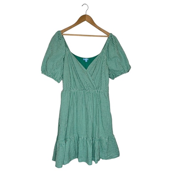 Draper James Green Gingham Midi Dress - Picture 2 of 16